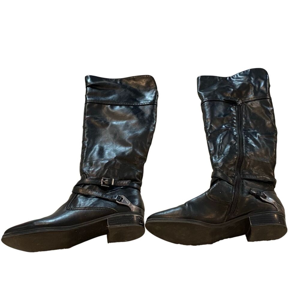 Target Black Mid Calf Boots Buckle Zipper Low Heel Casual Women Size 8 Grunge